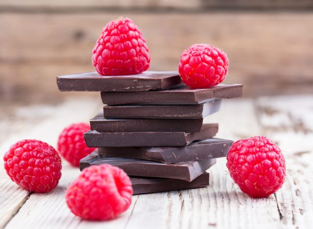 dark chocolate and raspberries