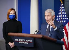 Chief Medical Advisor to the president Dr. Anthony Fauci speaks during the daily briefing in the Brady Briefing Room of the White House in Washington
