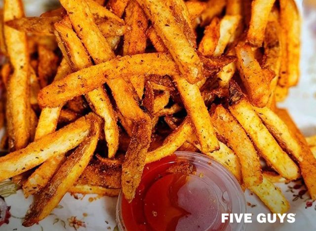 five boys fries with ketchup