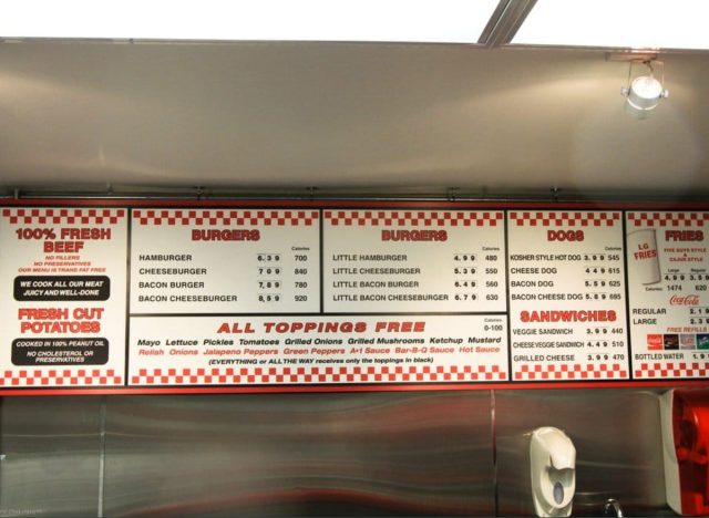 five guys menu