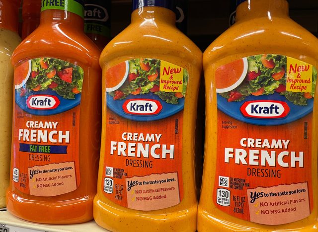 Bottles of creamy French sauce on the shelves
