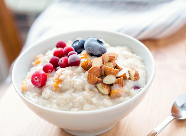 bowl of oatmeal with berries and nuts