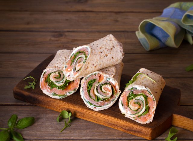 smoked salmon and cream cheese wrap