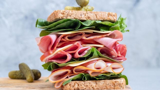 Stacked sandwich cold cuts