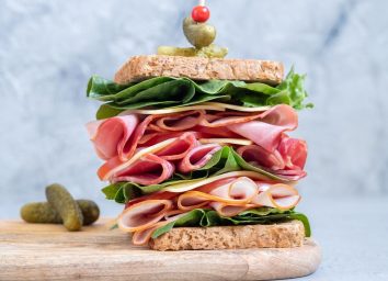 stacked sandwich with cold cuts