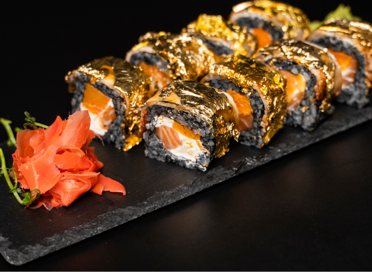 sushi with edible gold leaf