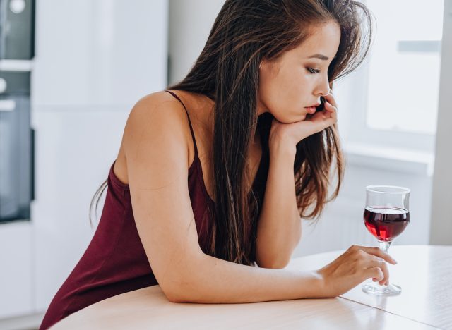 woman drinking red wine