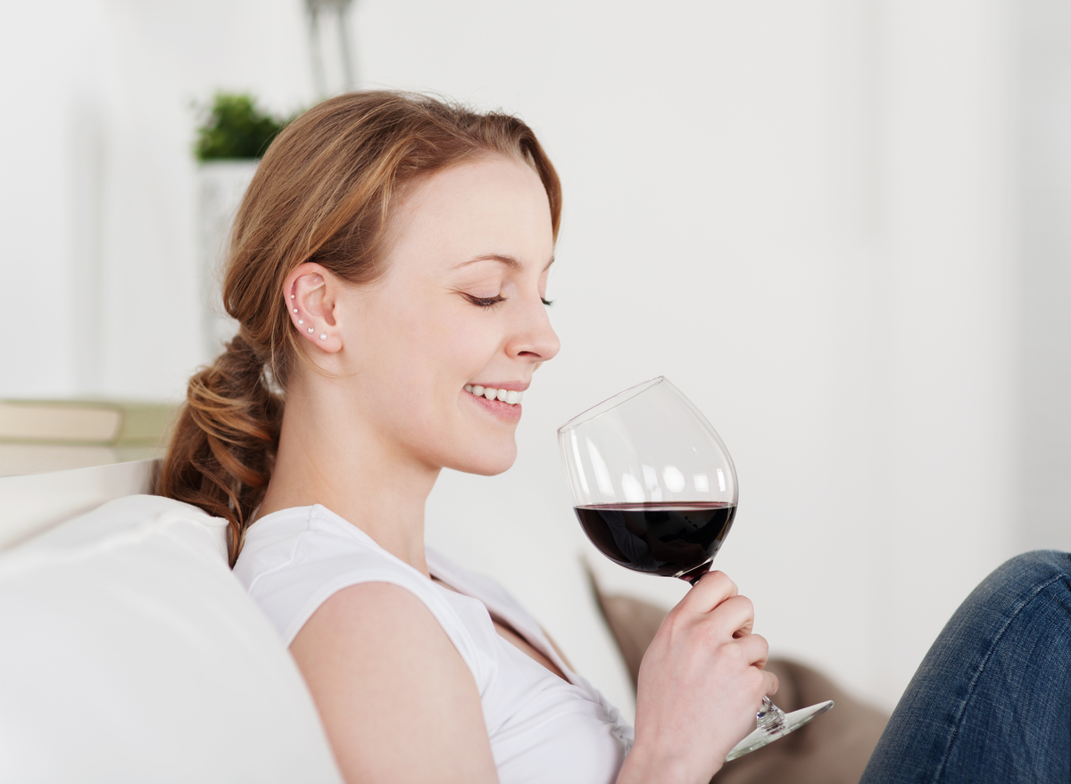 woman drinking red wine