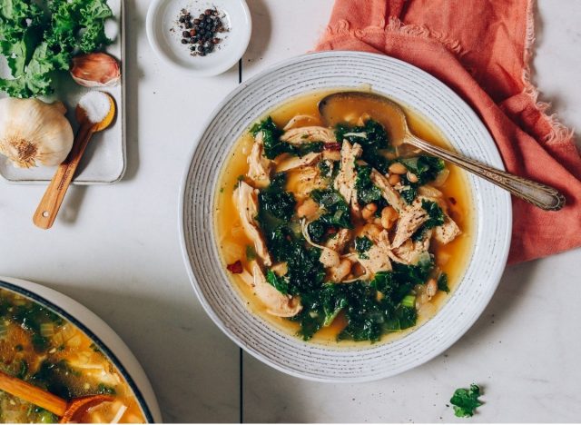 Chicken soup with white beans and kale