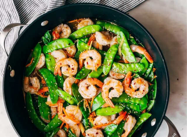 Ginger Shrimp Snow Pea Stir Fry