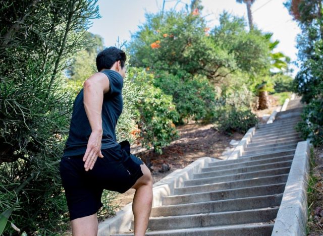 running up stairs outdoors