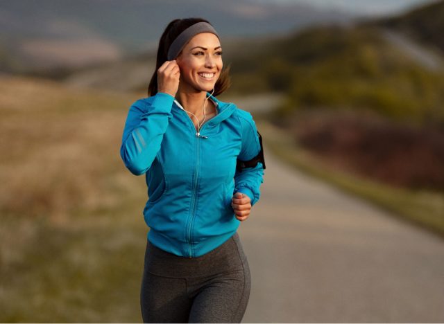 woman jogging along a trail