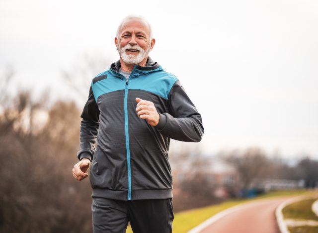 senior running outdoors in the winter