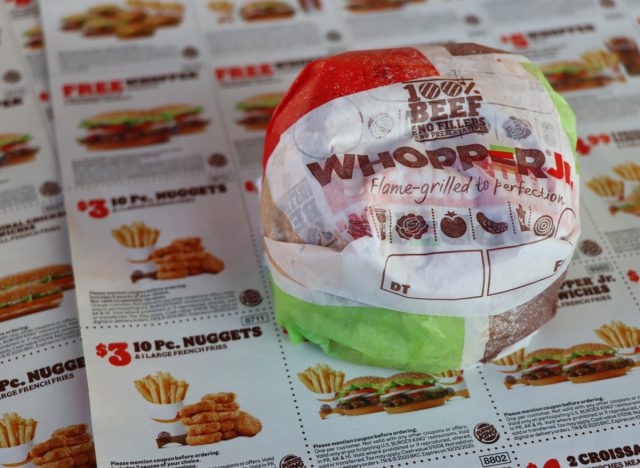 burger king wrapped whopper jr. and coupons