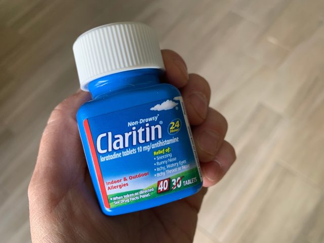 Bottle of Claritin Allergy Medicine.