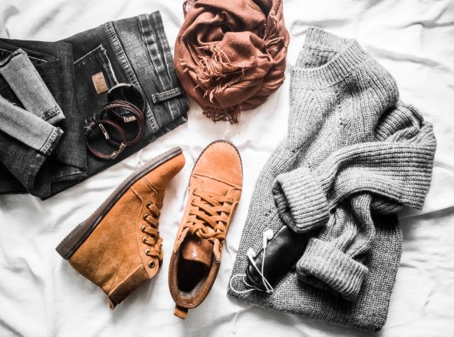 Set of women's outfits autumn, winter clothes.