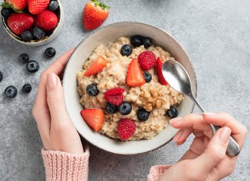 bowl of oatmeal with fresh berries