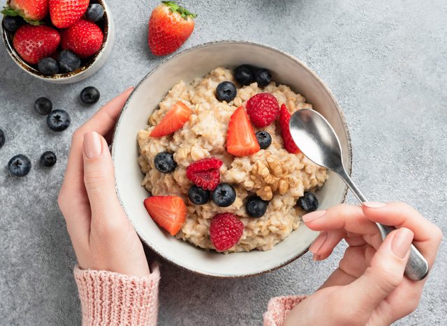 bowl of oatmeal with fresh berries