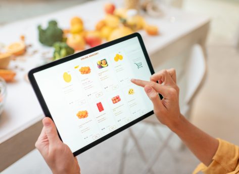 online grocery shopping with digital tablet