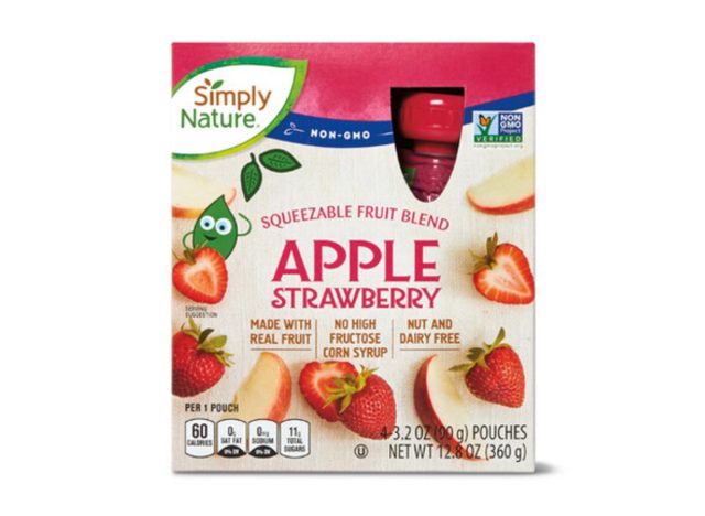 simply nature apple strawberry fruit squeezies