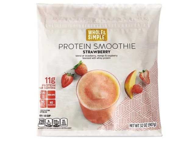 Whole & Simple strawberry protein smoothie