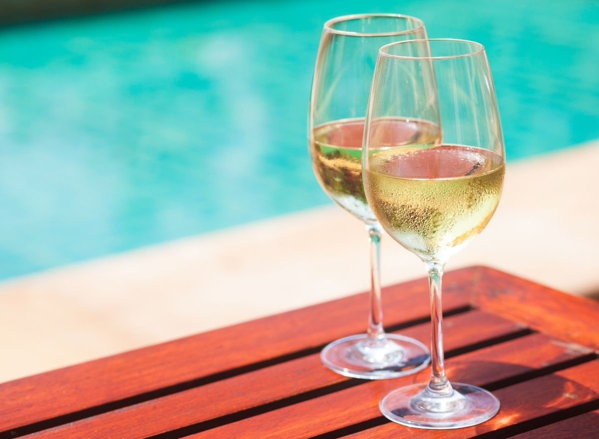 Wine by pool