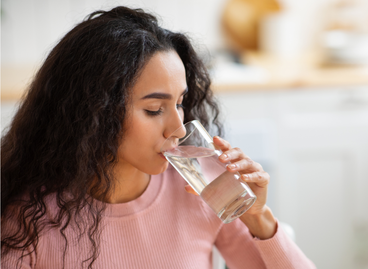 woman drinking water