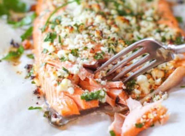 Baked Feta and Herb-Crusted Salmon