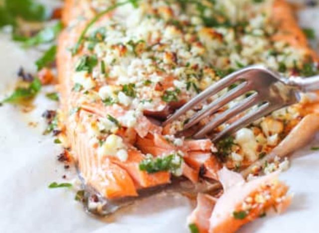 Baked Feta and Herb Crusted Salmon