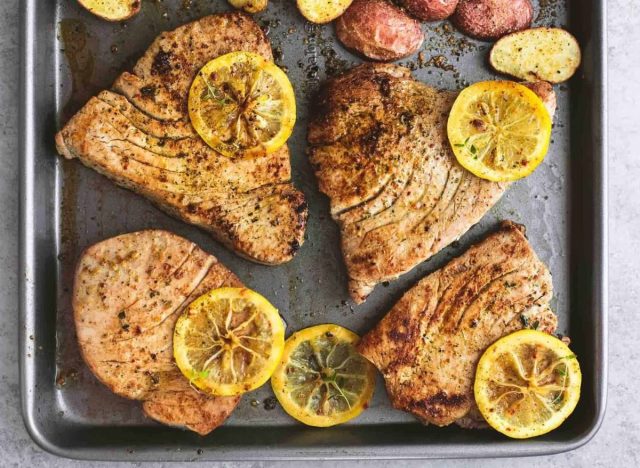 Lemon Herb Tuna Steaks with Potatoes