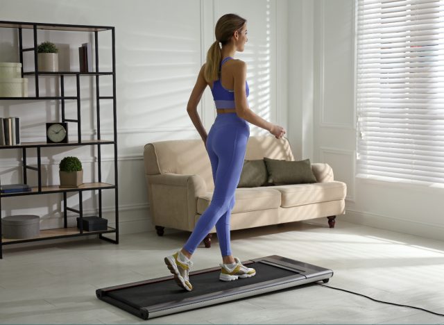 woman walking on treadmill