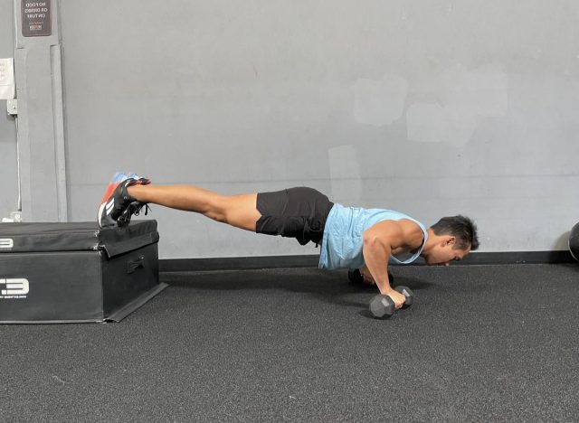 Feet Elevated Dumbbell Pushups