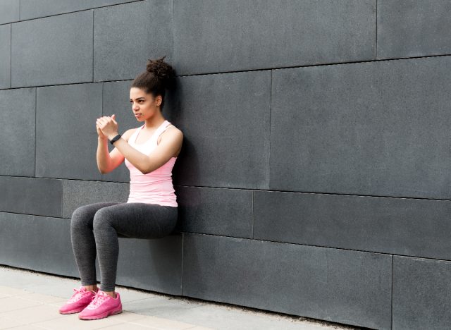 woman doing wall squat