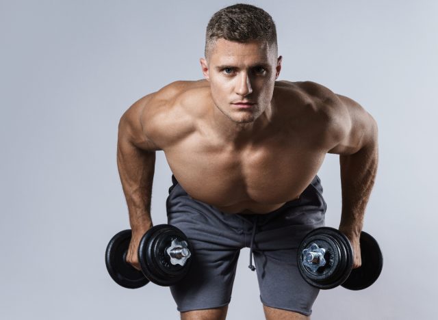 man doing bent-over row