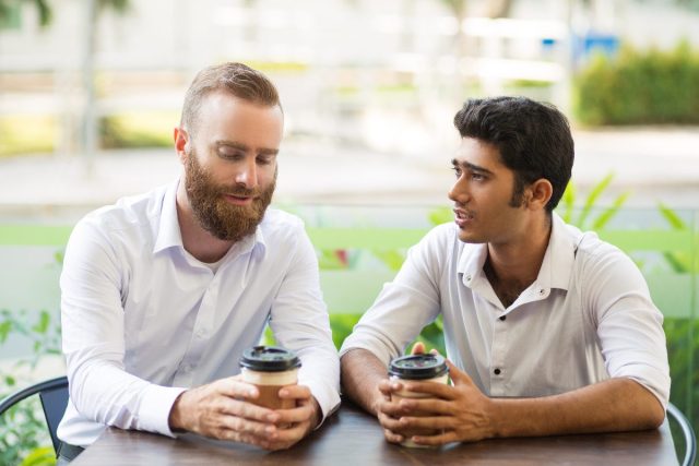 two male friends opening up about mental health