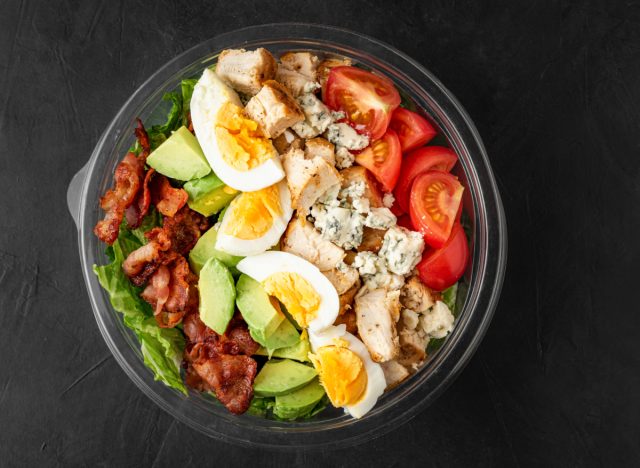 cobb salad in plastic container