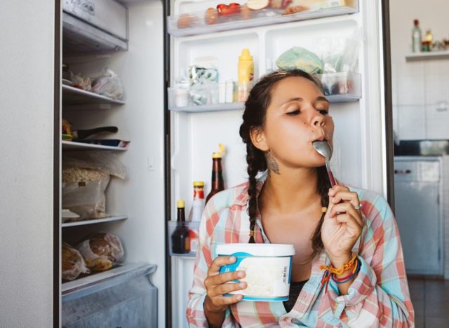 eating lots of ice cream