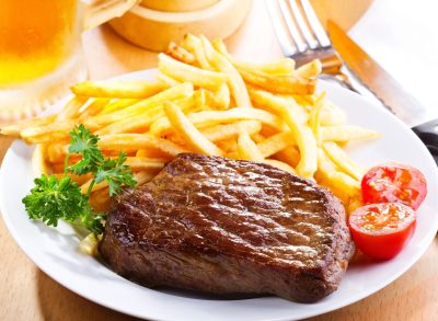 grilled steak and french fries