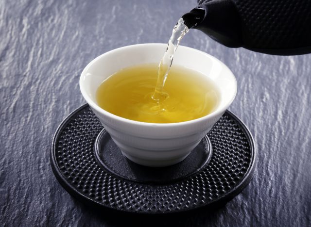pouring green tea