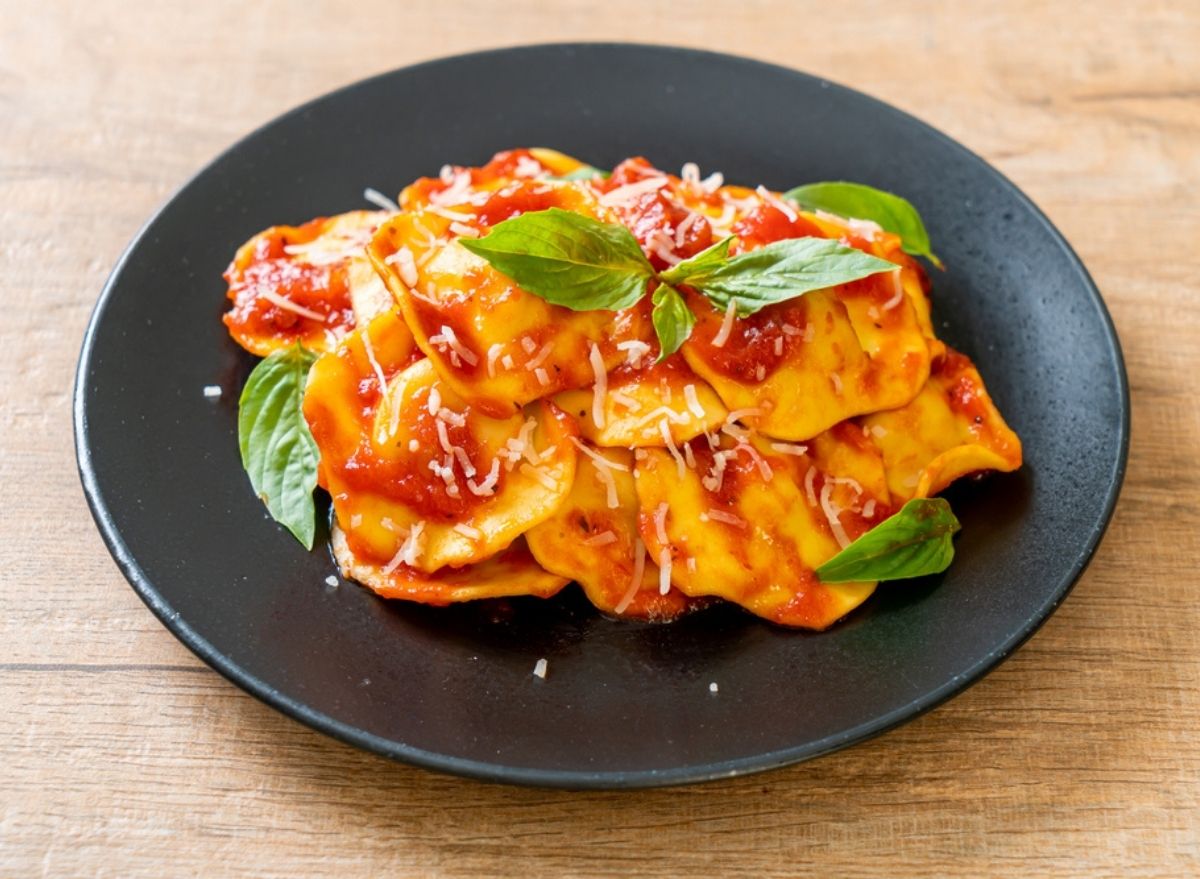 plated ravioli