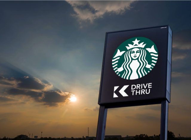 starbucks drive thru sign