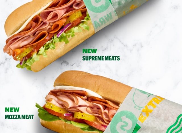 subway mozza meat and supreme meats sandwiches
