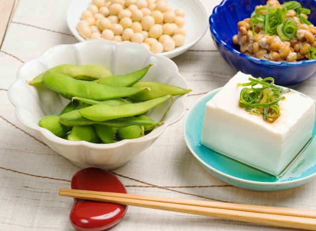 tofu, edamame, natto, and soybeans