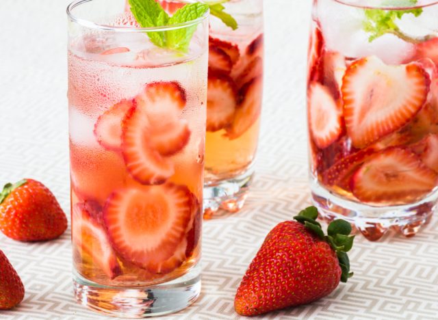 water with strawberries and mint