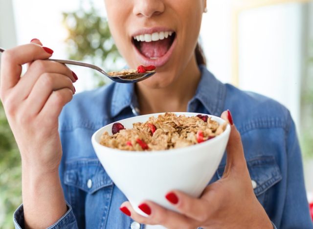 Woman Eats Cereal