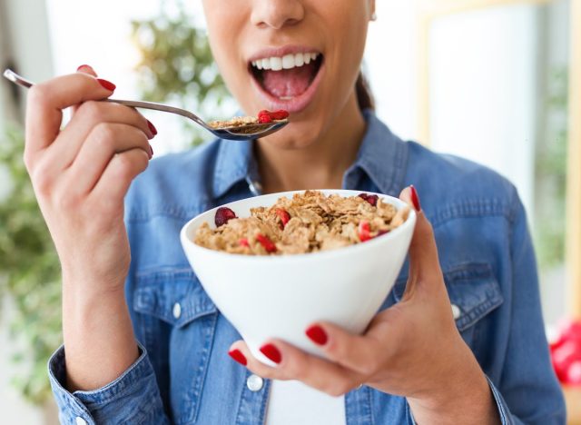 Woman Eats Cereal