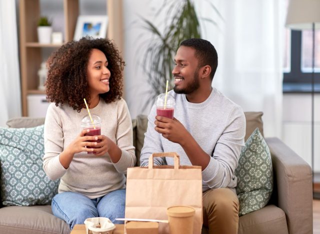 Couple Drinking To-Go Smoothies