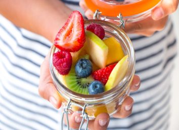 Assorted fruit in a jar