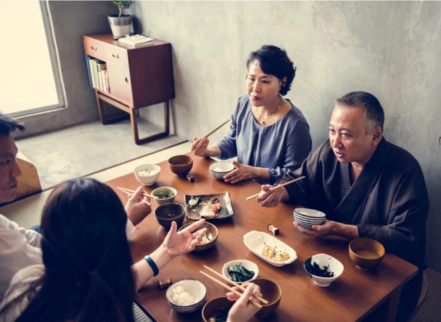 Japanese family eating