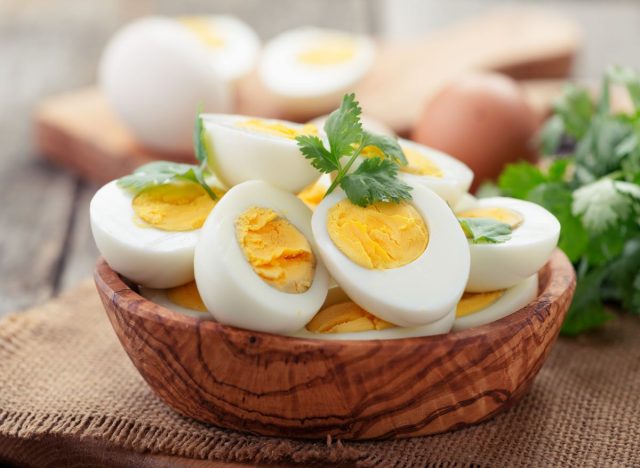 Basket of hard boiled eggs